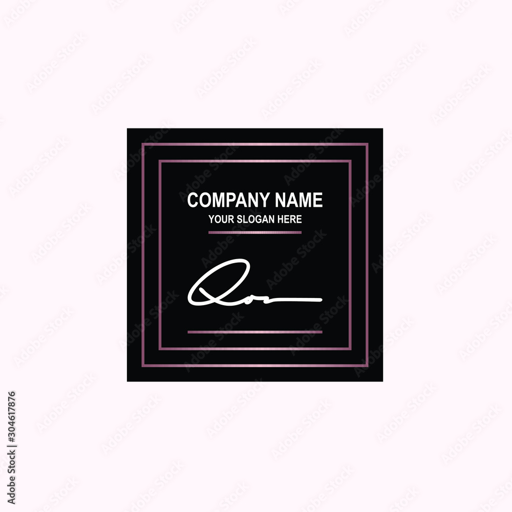 QO Initial signature logo is white, with a dark pink grid gradation line. with a black square background QO Initial signature logo is white, with a dark pink grid gradation line. with a black square background