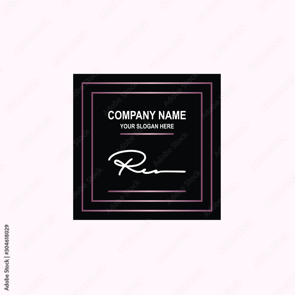 RC Initial signature logo is white, with a dark pink grid gradation line. with a black square background RC Initial signature logo is white, with a dark pink grid gradation line. with a black square background