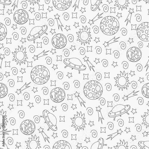 Seamless pattern with space on a white background. Vector. Design for fabric, textile, fashion design, wrapping.