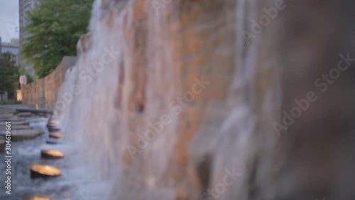 A Nice Rock Wall Waterfall in a City Park