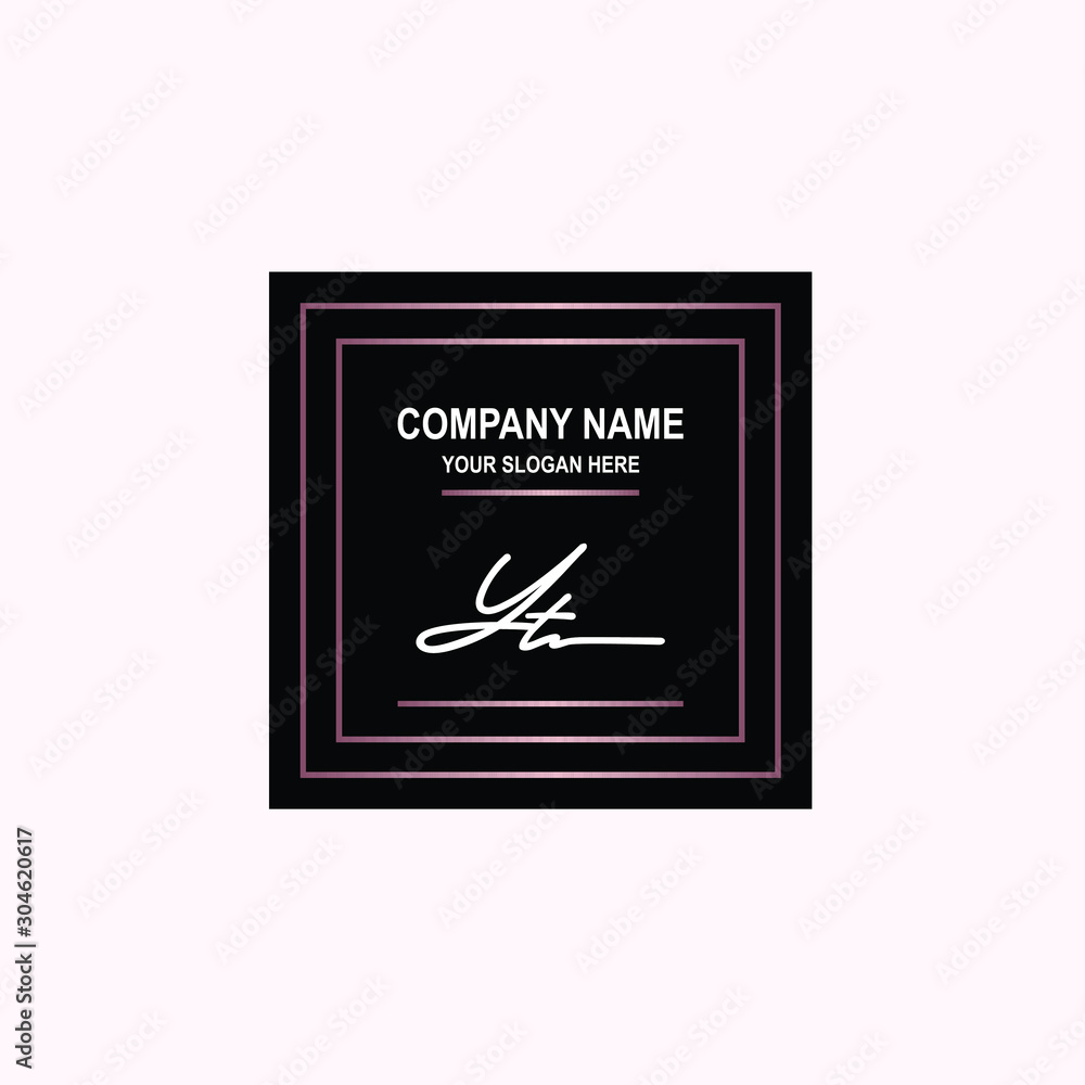 YT Initial signature logo is white, with a dark pink grid gradation line. with a black square background YT Initial signature logo is white, with a dark pink grid gradation line. with a black square background