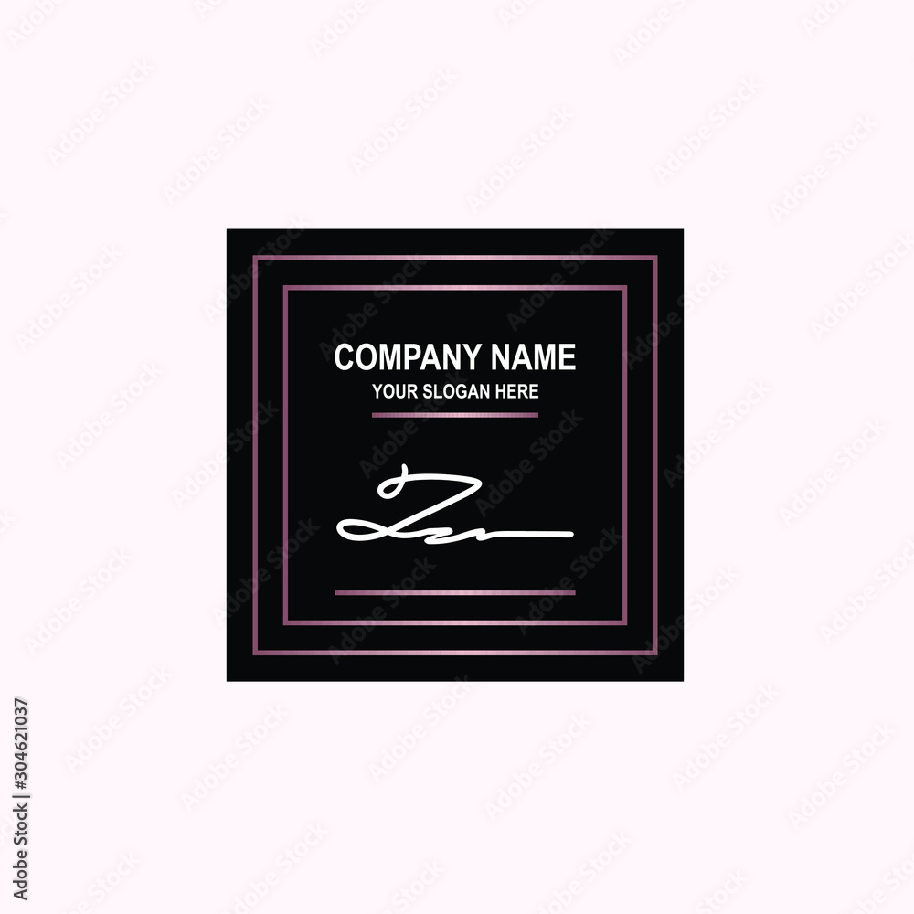 ZZ Initial signature logo is white, with a dark pink grid gradation line. with a black square background