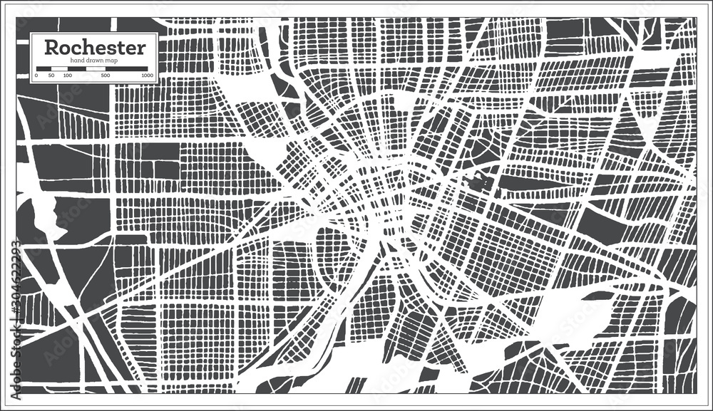 Rochester USA City Map in Retro Style. Outline Map.