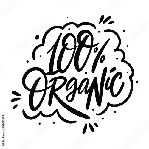 100 organic calligraphy phrase. Black ink. Hand drawn vector lettering. Ecology design.