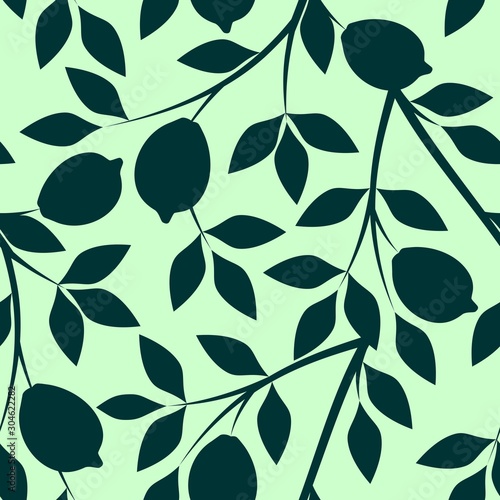 VECTOR SEAMLESS PATTERN OF BRANCHES WITH LEMONS