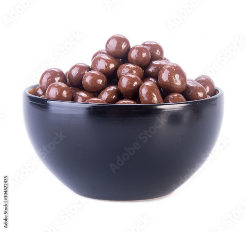 Chocolate ball or chocolate balls in bowl on background new.
