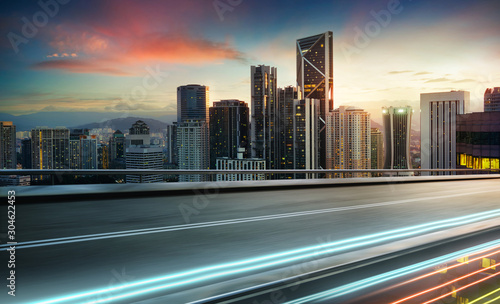 Fotografie Abstract motion urban flyover road
