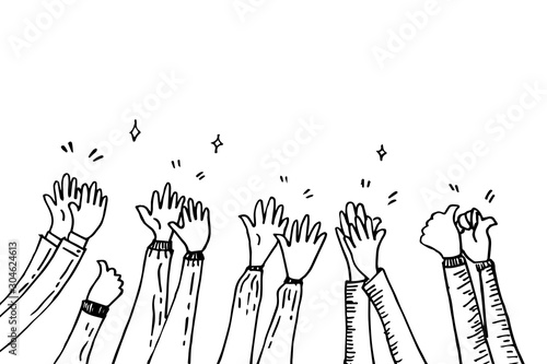 doodle hands up,Hands clapping. applause gestures. congratulation business. vector illustration photo