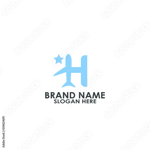 logo letter h plane vector design
