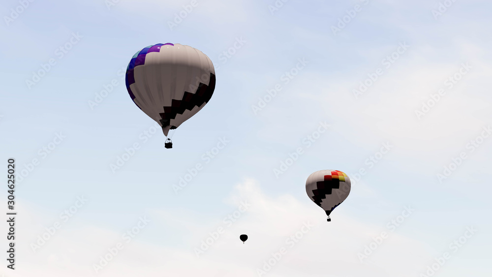 Fototapeta premium Hot air balloon in the sky 3D Rendering