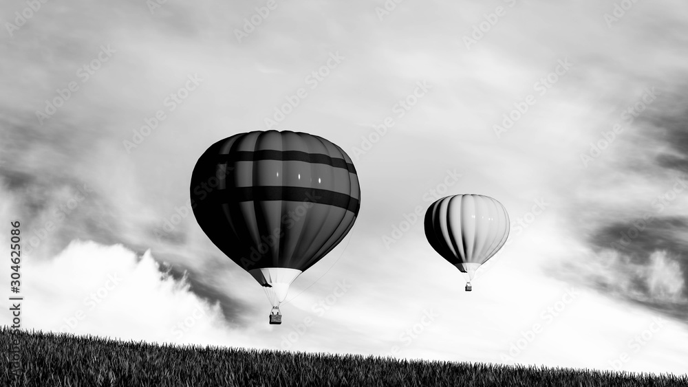 Obraz premium Hot air balloon in the sky 3D Rendering