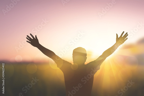 man and sunrise background