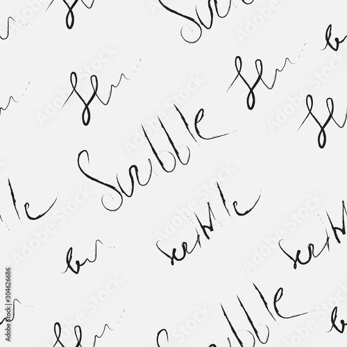 Seamless Scribble pattern with uncarefully written words. Repeating Pattern. Vector Illustration