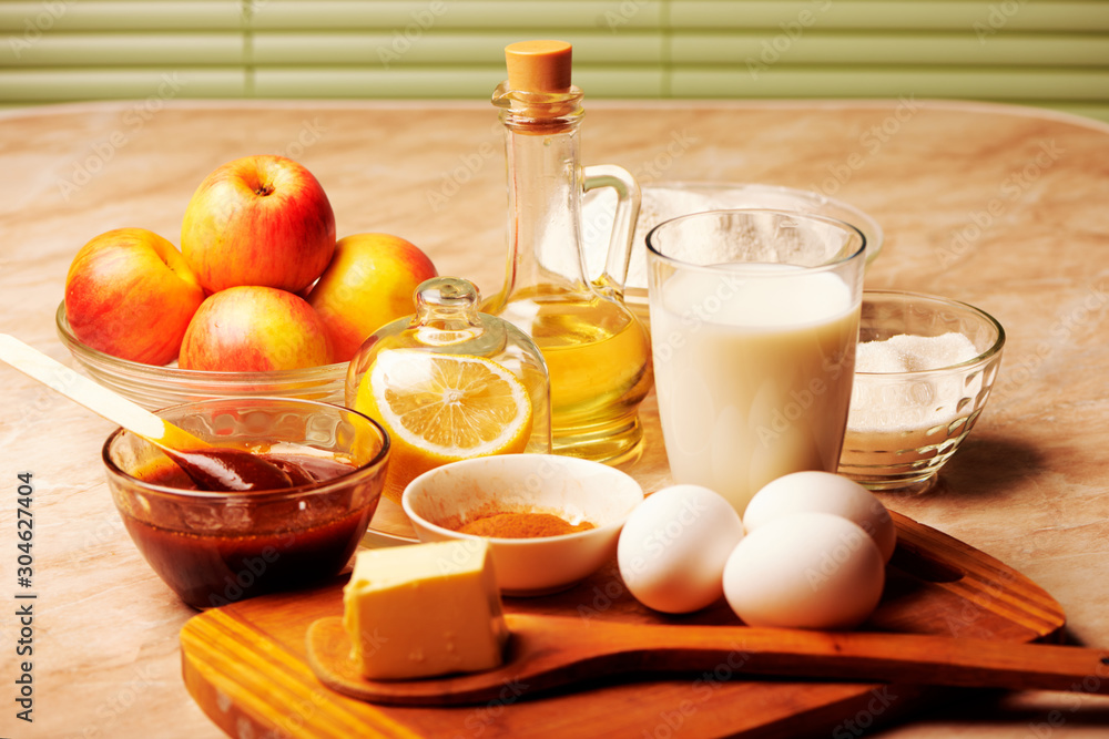 Preparation for baking Apple pie.The national food.Holiday tradi