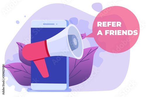 Referral marketing. Refer a friend vector illustration concept. Can use for landing page, mobile app.