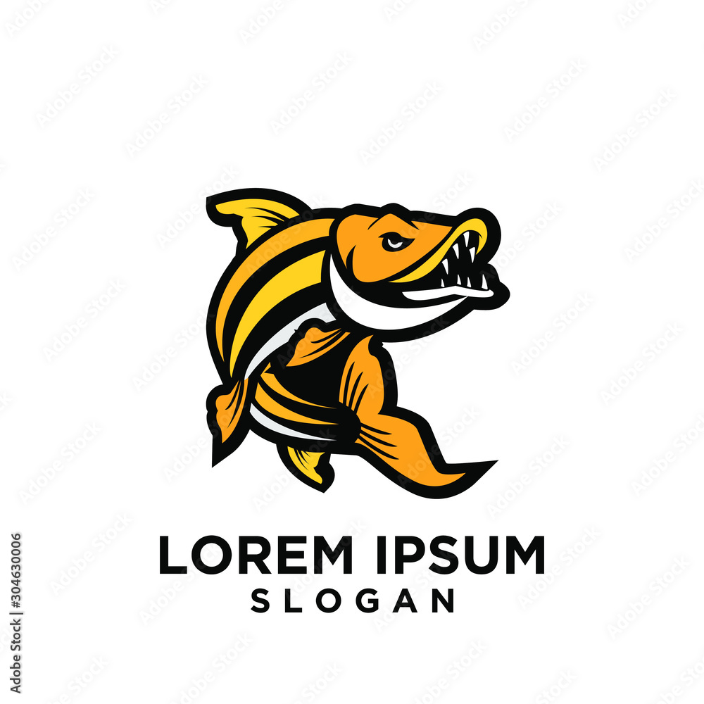 Naklejka premium tiger fish logo icon design vector illustration