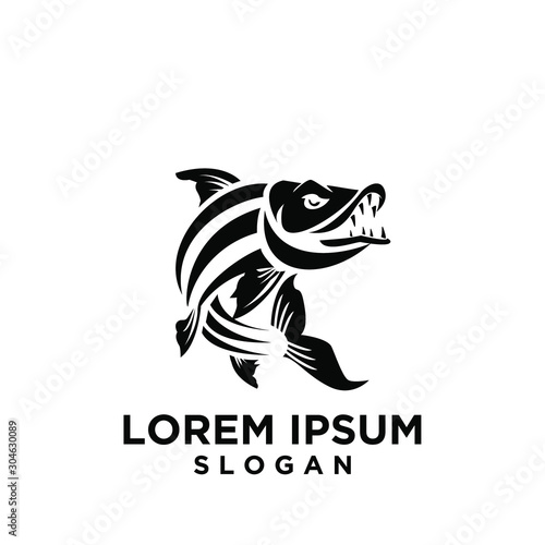 tiger fish logo icon design vector illustration