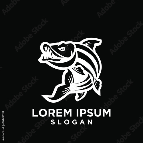 tiger fish logo icon design vector illustration