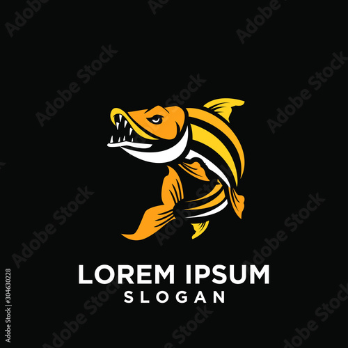 tiger fish logo icon design vector illustration