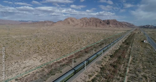 aerial view of the Qinghai-Tibet Railway in Qinghai-Tibet Plateau
