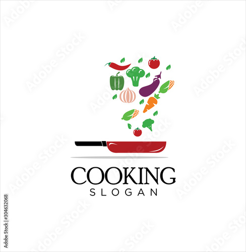 Cooking logo . Soup cooking logo design inspiration . Healthy Food Logo Design  . Vegetable logo design vector Vector 
