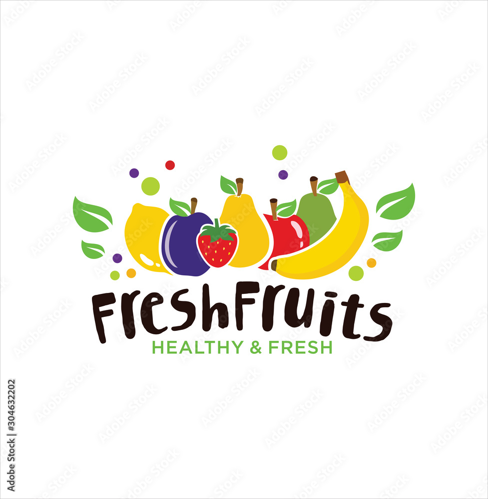 Fresh Fruits Logo Template . organic Fruit Logo Design . Fruit Logo