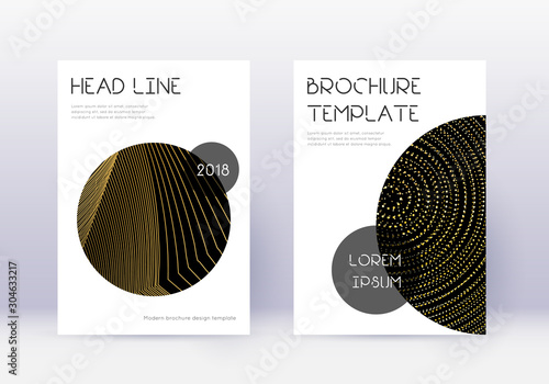 Trendy cover design template set. Gold abstract li