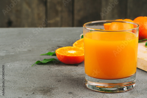 Still life of orange juice close up