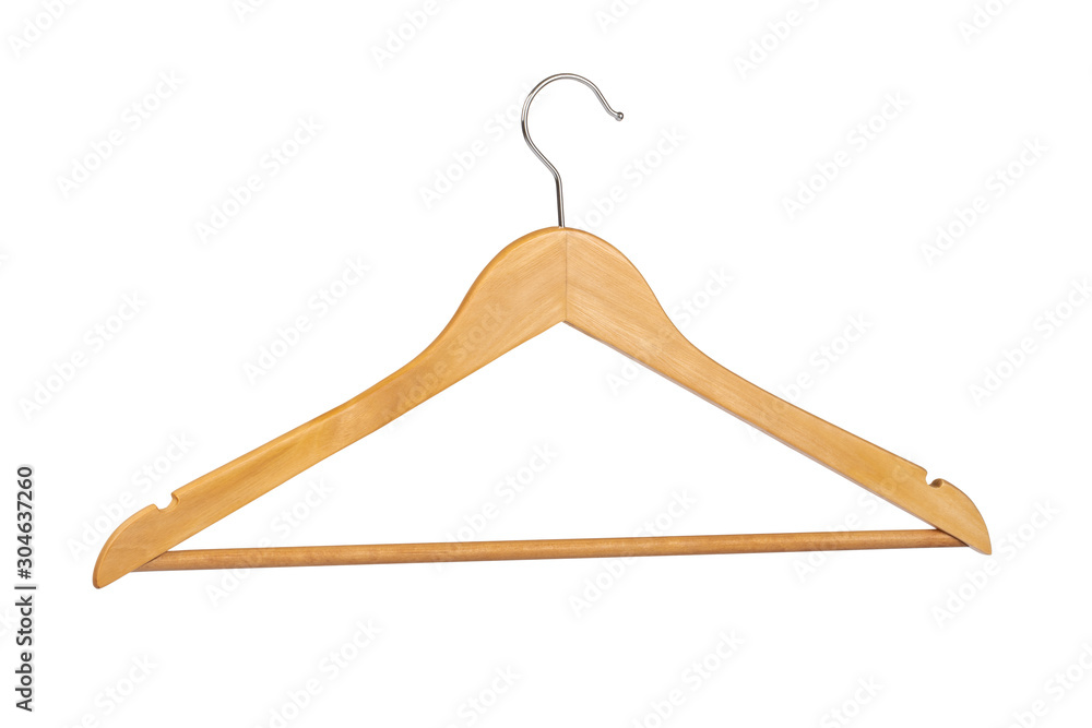 Clothes wooden hanger isolated on white background Clothes wooden hanger isolated on white background