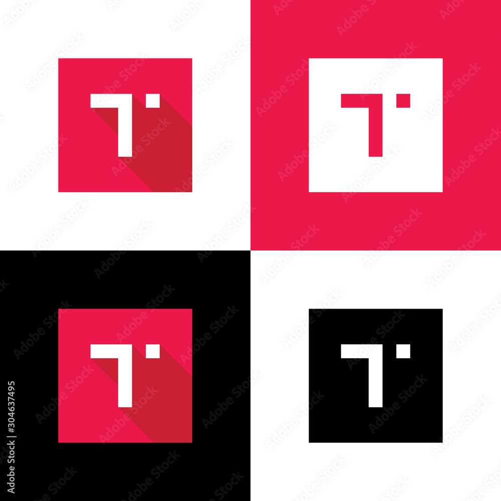 Flat letter T logo icon, long shadow style - obrazy, fototapety, plakaty 