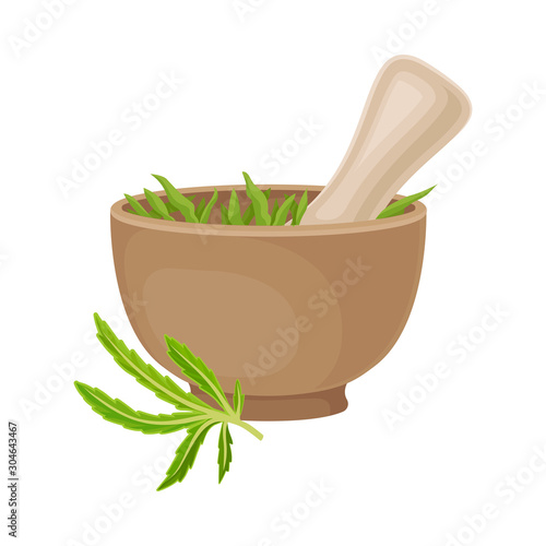 Deep Bowl With Cannabis Plant Inside Vector Illustrated Item