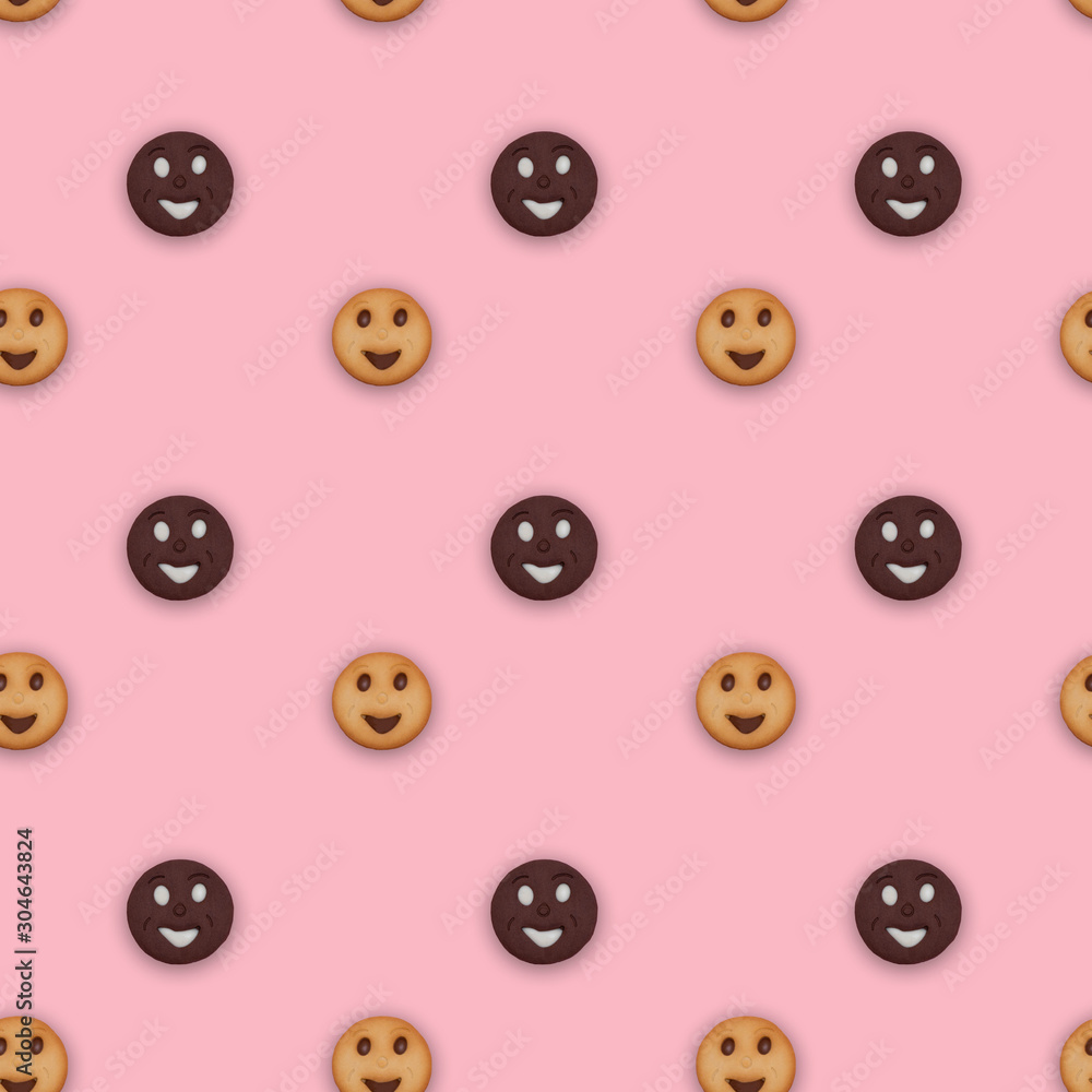 Seamless pattern with cute smiling cookies Seamless pattern with cute smiling cookies