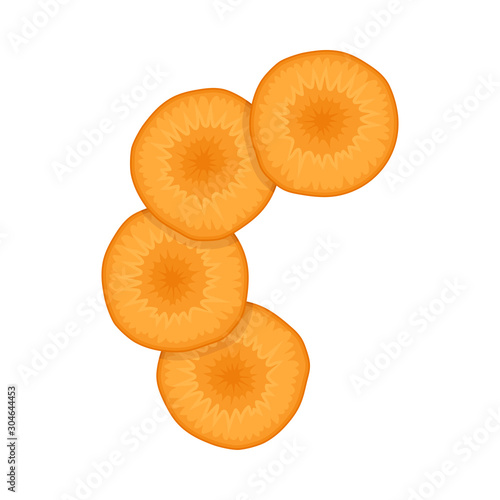 Sliced Carrot Root Vector Element Isolated On White Background