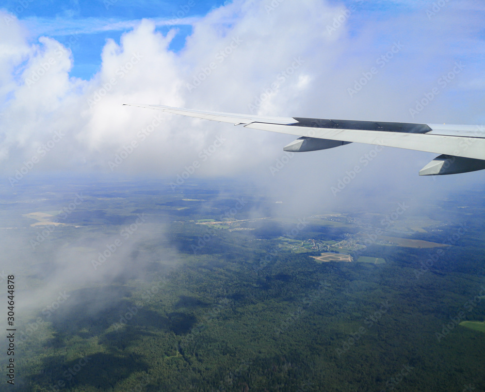 Fototapeta premium Airplane wing in flight
