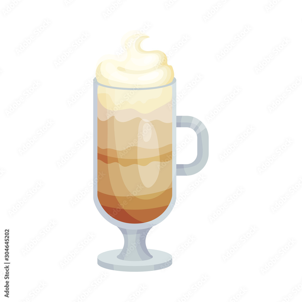Glass With Latte Macchiato Isolated On White Background Glass With Latte Macchiato Isolated On White Background