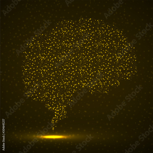 Abstract human brain of glowing particles, technology concept