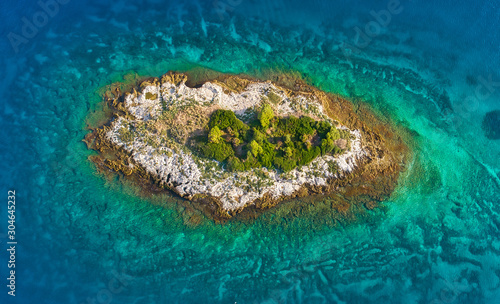 Small island in Adriatic sea, aerial view