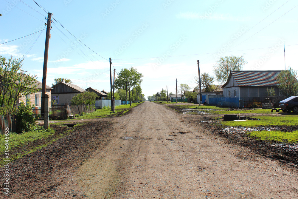 The road in village. Photo.