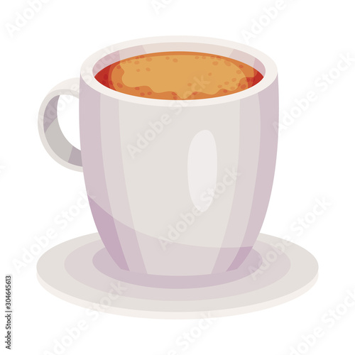 Full Ceramic Cup of Coffee with Steam Vector Object