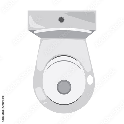 A single toilet bowl isolated on white background top view, a vector stock 3D object for WC room for design