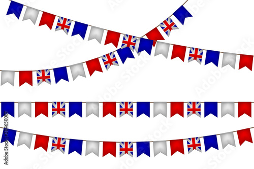The United Kingdom of Great Britain garland with flags.