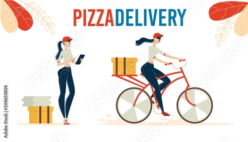 Pizza Delivery Online Service Flat Vector Banner