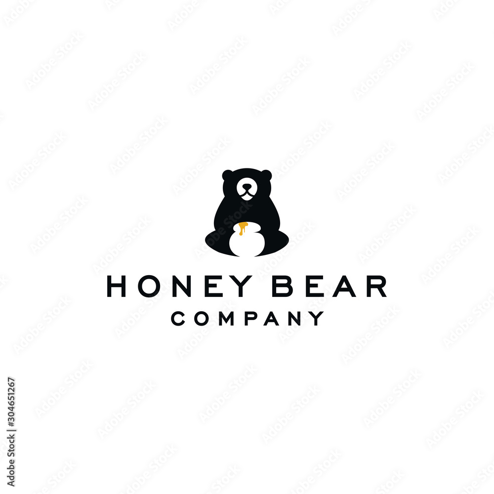 honey bear logo vector icon illustration template