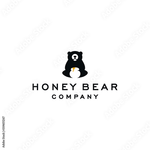 honey bear logo vector icon illustration template