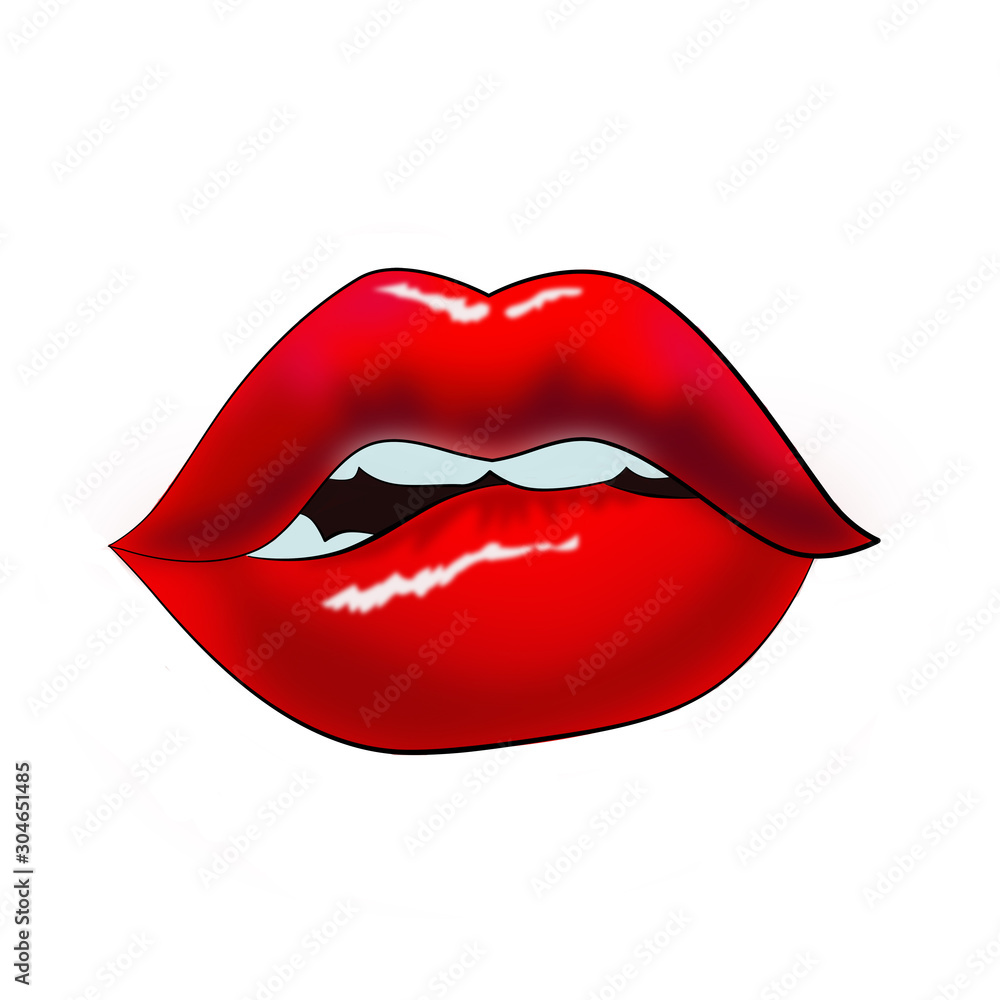 Obraz premium red lipstick lips