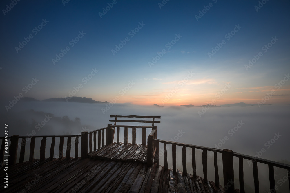 View the Sea of Mist at Ban Jabo village, Mae Hong Son, Thailand.