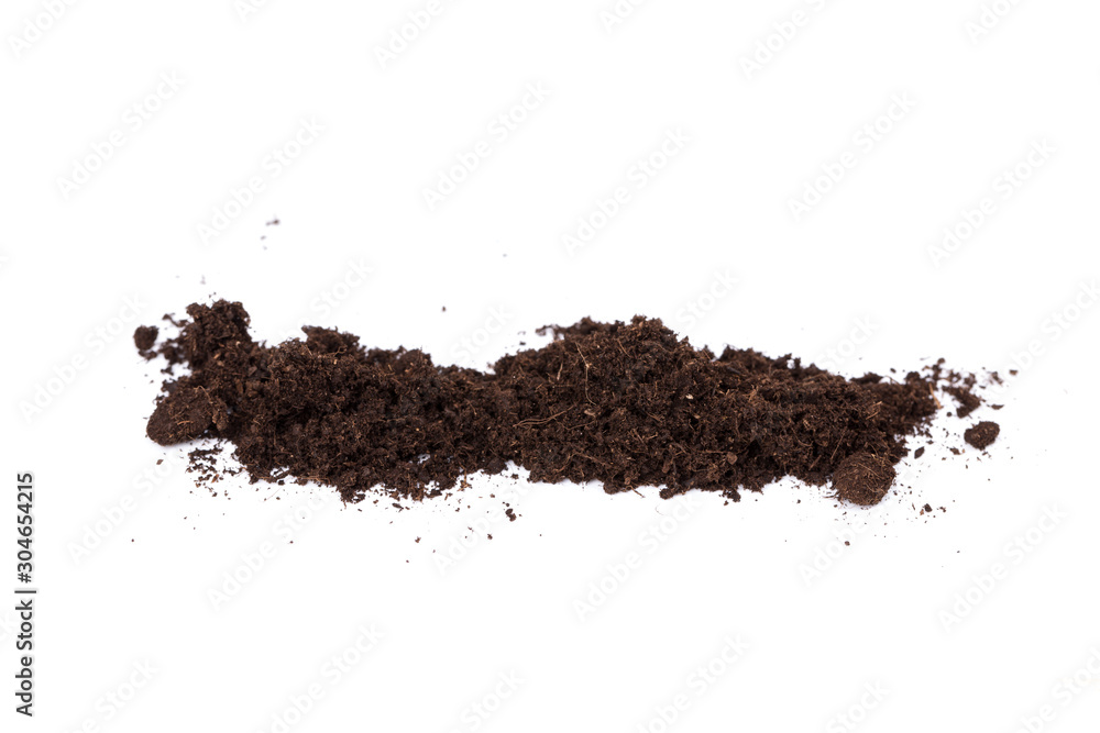 Pile of humus soil isolated on white background Pile of humus soil isolated on white background