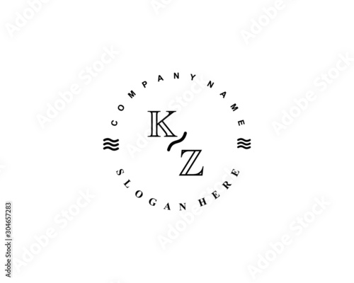 Initial KZ vintage logo template	