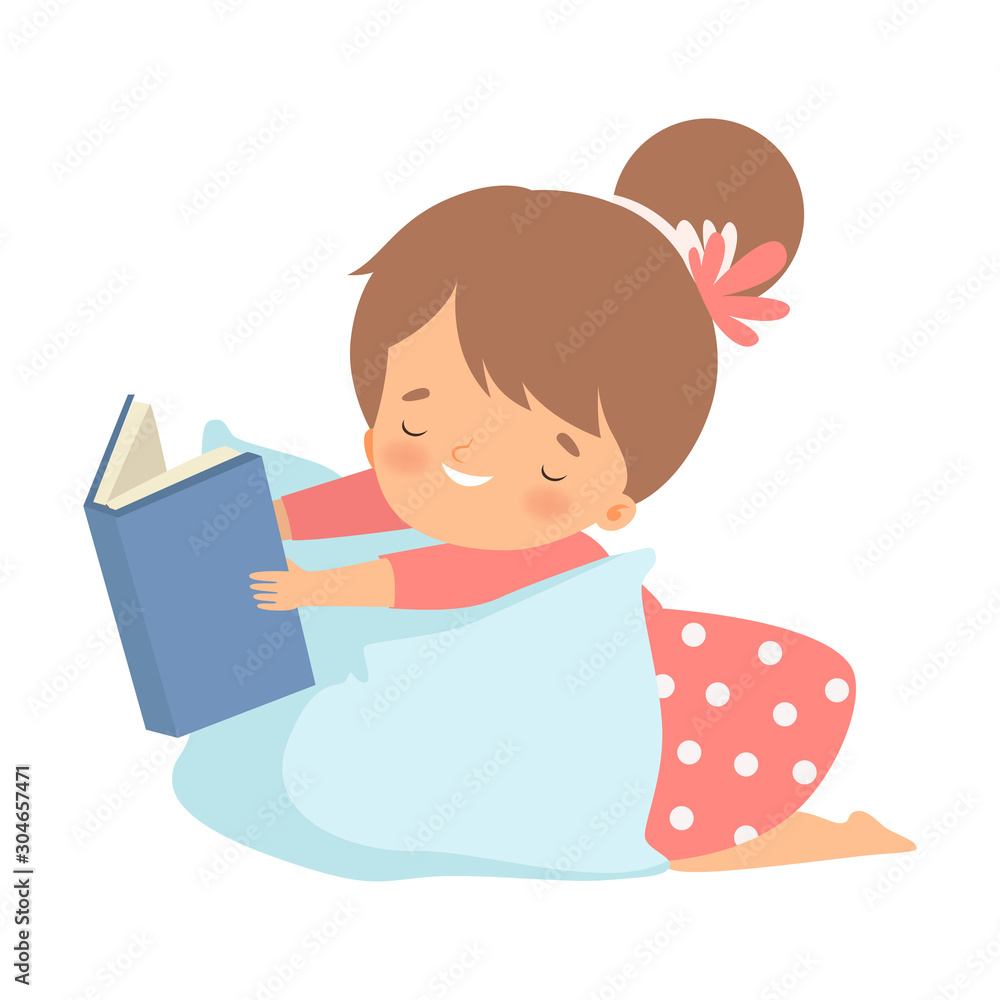 Girl Character Lying on Pillow and Learning How to Read Girl Character Lying on Pillow and Learning How to Read