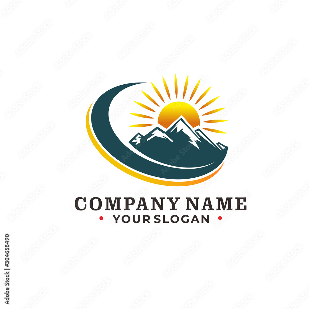 Mountain and Sunshine logo concept 